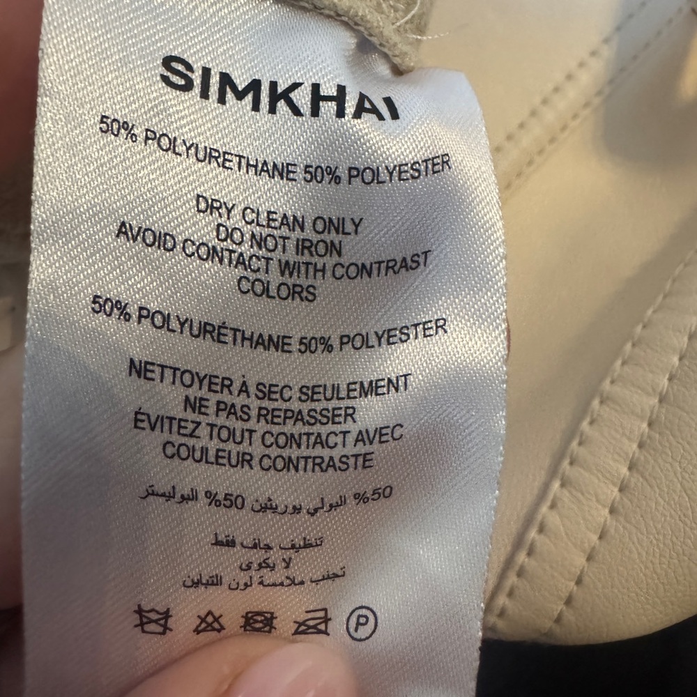 Jonathan Simkhai Cream Leather High Waist Women's Shorts, Size 2 - Picture 4 of 6